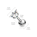 Pikkukuva 4 / 5: Tragus/Cartilage Piercing i IP-316L stål  4 mm, Trekantigt CZ 3 Rödguld