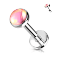 Miniatyrbild 1 av 3: Gängad Monroe piercing med 4 mm skimrande Rosa sten , 6mm lång. TitaniumGrey Titan/ Rosa  sten