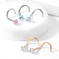 Miniatyrbillede 3 af 9: 1 påskruet næsepiercing i 316L stål med 3 mm stjerneformet CZ 3 Stål/aquamarine CZ