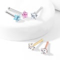 Miniatyrbillede 2 af 10: 1  Näspiercing i IP Pläterad 316L stål med 3 mm Stjärnformad CZ 4  Stål/ Rosa