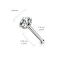 Miniatyrbillede 2 af 3: 1Näspiercing i IP-pläterad 316L stål med 2 mm Rund rosat CZ