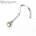 Miniatyrbild 7 av 11: Skruvbar näspiercing i Grade 23 Titanium med "press fit" zirkon 6 peridot grön