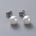 Miniatyrbillede 2 af 2: Studs Örhängen  i  316L Kirurgiskt stål c:a 12 mm vit pärla