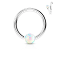 Miniatyrbild 4 av 4: 10 mm. Piercingring i IP 316L kirurgiskt stål med 2 mm opal kula 3 Rosa Opal