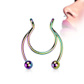 Pikkukuva 1 / 2: Clip On "fake"Tragus/Cuff i Rainbowpläterad 316L Kirurgiskt stål Multicolor