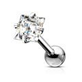 Pikkukuva 5 / 7: Tragus/Cartilage Piercing i IP-316L stål  4 mm, Fyrkantigt CZ 3 Röd guld