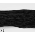 Miniatyrbillede 1 af 2: 2 X C;a 25 mt. Svart tygklädd elastisk tråd 1 mm. Ø i diameter x 2
