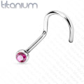 Miniatyrbilde 6 av 11: Påskrudd nesepiercing i Grade 23 Titanium med "press fit" zirkon 2 aurora borealis (AB)