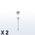 Miniatyrbillede 3 af 5: Obs 3 st. Näspiercing i silver med 2 mm. rund vit strass  (k)