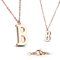 Miniatyrbilde 1 av 3: Bokstav halsband i Rose Guldpläterad 316L kirurgiskt stål (A-Z) Bokstaven B