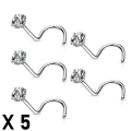 Miniatyrbillede 1 af 3: 5 påskruede næsepiercinger Titaniumbelagt 316L stål 3 mm CZ