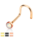 Miniatyrbillede 2 af 5: Skruvbar näspiercing Grade 23 Titanium med"press fit"2 mm Opalit  2 Gul guld