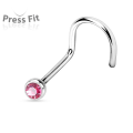 Miniatyrbillede 10 af 11: Påskruet næsepiercing i Grade 23 Titanium med "press fit" zirkon 2 aurora borealis (AB)