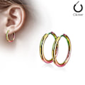 Miniatyrbillede 2 af 2: 1 Par15 mm Hoops örhängen i regnbågsfärgad 316L kirurgiskt stål