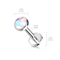 Miniatyrbillede 2 af 3: Gängad Labret piercing med 4 mm skimrande Rosa sten , 6 mm lång. Titanium grey