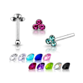 Pikkukuva 1 / 2: 1 st. Näspiercing i 925 silver med 3 strass stenar (r)(10 färg ) 7 ametist