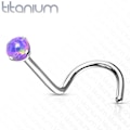 Pikkukuva 2 / 3: Skruvbar näspiercing i Implant Grade Titanium med 3 mm. Blå Opal 2 Blå opal