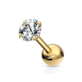 Pikkukuva 1 / 9: Tragus/Cartilage Piercing med 2 mm.CZ IP-316L stål (5 val) 2 Gold
