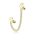 Miniatyrbillede 5 af 7: Barbell Linked kæde med Star and Moon i 316 kirurgisk stål 1 Stål