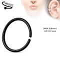 Miniatyrbillede 4 af 5: 1 Par Piercing ringar i IP  316L Stål 0,8 mm tjock 10 mm Ø 3 Svart