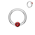 Miniatyrbillede 3 af 11: 1st. Piercingring i Härdad 316L kirurgiskt stål 1,2x8mm med CZ 9 Rosa