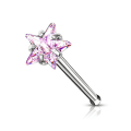 Pikkukuva 9 / 10: 1  Näspiercing i IP Pläterad 316L stål med 3 mm Stjärnformad CZ 4  Stål/ Rosa