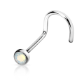 Pikkukuva 3 / 5: 1 st. Skruvbar näspiercing i 316L stål med"press fit"2 mm Opalit 2 Blå