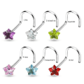 Miniatyrbilde 2 av 3: Påskrudd nesepiercing i 316L stål med 3 mm stjerneformet zirkon 4 rosa