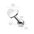 Pikkukuva 2 / 3: Hjärtformad Tragus/Cartilage Studs i Platina IP-316L stål
