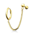 Miniatyrbillede 5 af 10: Tragus Linked kæde med Hoop øreringe i IP-316L kirurgisk stål 3 Rose Guld