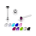 Pikkukuva 1 / 2: 1 st.Näspiercing i Sterling silver med Kloinfattad 1,5 mm. CZ 3 AB (Aurora Borealis)
