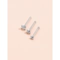 Miniatyrbild 1 av 2: Pack med 3 st. Näspiercing i 316L stål med 3 storlekar på CZ