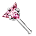 Miniatyrbilde 1 av 11: 1 st. Näspiercing i 316 Kirurgiskt stål med trekantigt 3,5 mm CZ 8 Stål med Rosa CZ