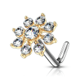 Miniatyrbillede 5 af 7: 1 St. L-Formad näspiercing i 316L kirurgiskt stål med vita CZ 1 Rhodium