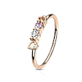 Miniatyrbild 1 av 3: Piercingring i Rödguldpläterad 316L kirurgiskt stål med Rosa/vit CZ