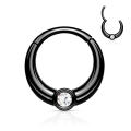 Pikkukuva 1 / 2: 8 mm Segment Ring i IP 316L kirurgiskt stål med vit CZ