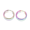 Pikkukuva 1 / 3: 1Par 20 mm Hoops örhängen i Rainbowpläterad 316L kirurgiskt stål
