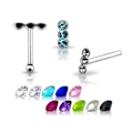 Miniatyrbilde 1 av 2: 1 st. Näspiercing i 925 silver med 3  stenar nr 10 Svart (k) Black