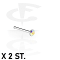 Miniatyrbillede 1 af 3: OBS 2 st Näspiercing i IP-pläterad 316L stål med 2,5 mm AB CZ