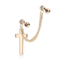 Miniatyrbilde 5 av 8: Barbell Linked kjede med Cross and White CZ i 316 kirurgisk stål 1 guldpläterad