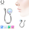 Pikkukuva 1 / 5: Clip On Opal Gem Non Piercing Nose Clip (Fake) 2 vit opal