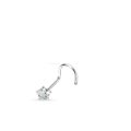 Pikkukuva 4 / 5: 1 st. Skruvbar näspiercing i 316L stål med 3 mm cubik zirkon 2 fyrkant