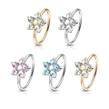 Miniatyrbilde 2 av 9: 1 piercingring i IP-belagt 316L kirurgisk stål med zirkoner 2 Rhodium/vita CZ