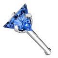 Miniatyrbilde 4 av 11: 1 st. Näspiercing i 316 Kirurgiskt stål med trekantigt 3,5 mm CZ 9 Stål med Aquamarin CZ