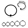 Miniatyrbillede 1 af 2: 7 mm. Fleksibel BCR Piercing i sort IP-belagt 316L stål Black 7 mm svart