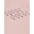 Pikkukuva 1 / 2: REA::__Pack10 Skruvbara näspiercing i 316L stål 10 färg