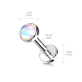 Miniatyrbild 2 av 3: Gängad Labret piercing med 4 mm skimrande grön sten ,6 mm lång. Black titan/Grön sten