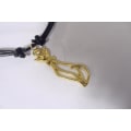 Pikkukuva 1 / 3: Ställbar läder halsband med guldpläterad kattformad hänge 3 brun