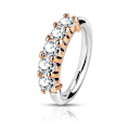Miniatyrbild 1 av 6: Böjbar Piercingring i IP Rödguldpläterad kirurgiskt stål 5  CZ RedGold 3 Roseguld