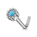 Pikkukuva 5 / 10: 1 St. L-Formad näspiercing i 316L kirurgiskt stål med Opal 5 Stål/Rosa Opal
